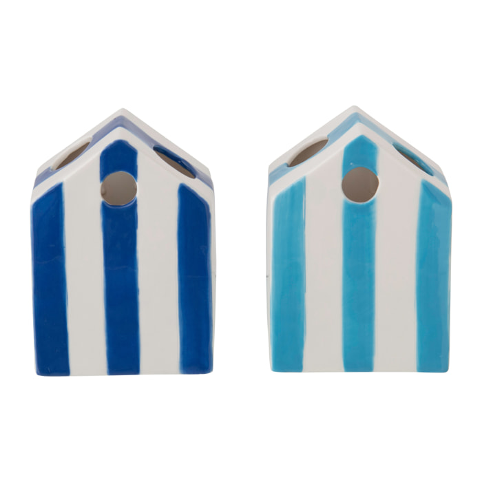 J-Line Vase Beach House Ligné - porcelaine - multicolore - 2 pièces