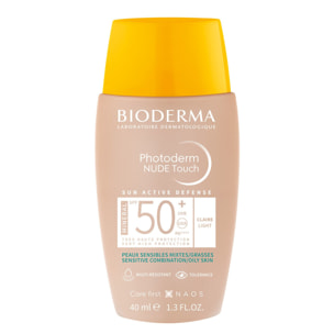 Photoderm Nude Touch - Soin Minéral Teinté Clair - Peaux Sensibles Mixtes/Grasses SPF50+ 40 ml