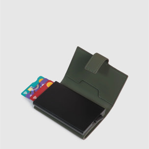 Piquadro Portacarte automatico in metallo, schermato con protezione RFID