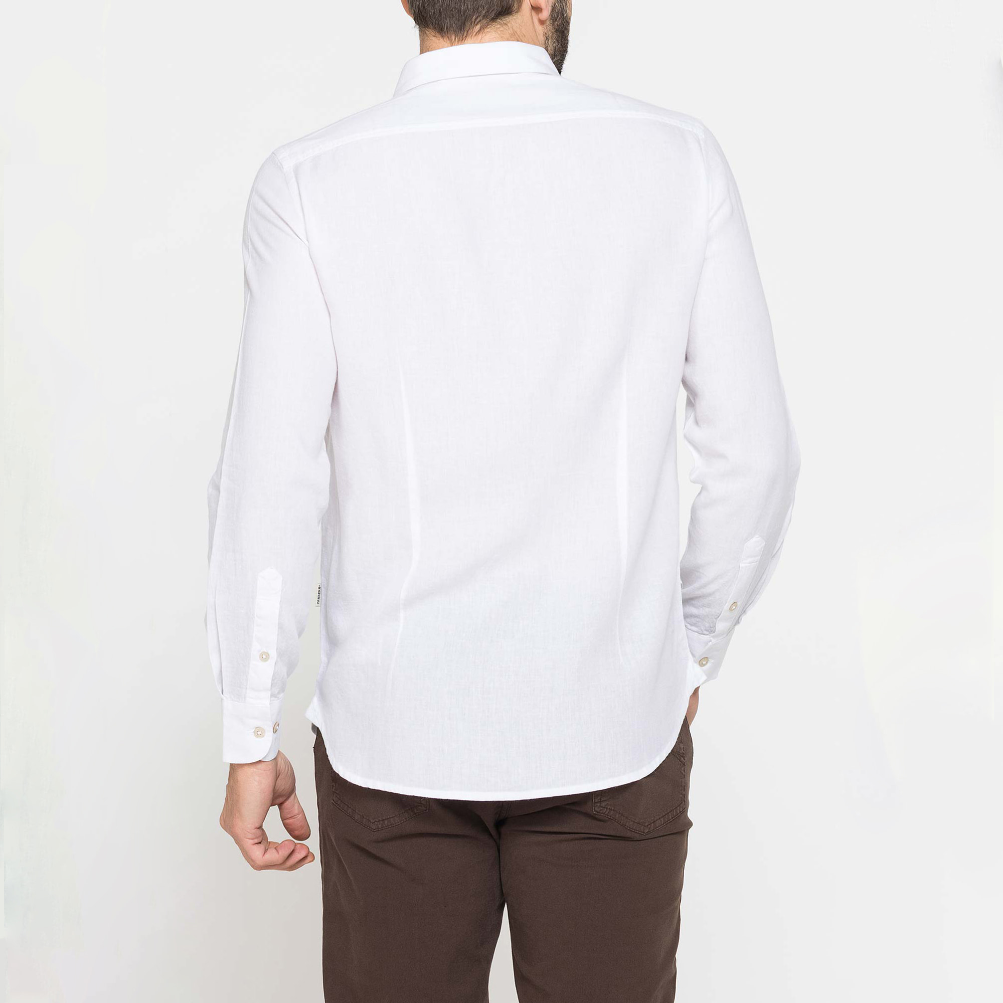 CAMICIA IN LINO E LYOCELL A MANICA LUNGA DA UOMO