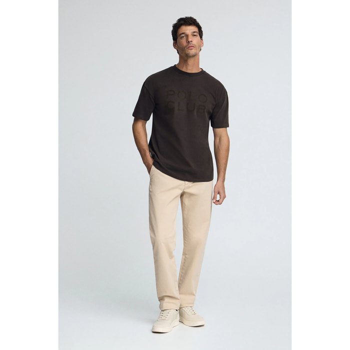 Camiseta Tarak color chocolate oscuro con logo Polo Club