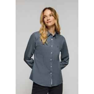 Camicia in popeline Slim Fit blu denim con ricamo Rigby Go