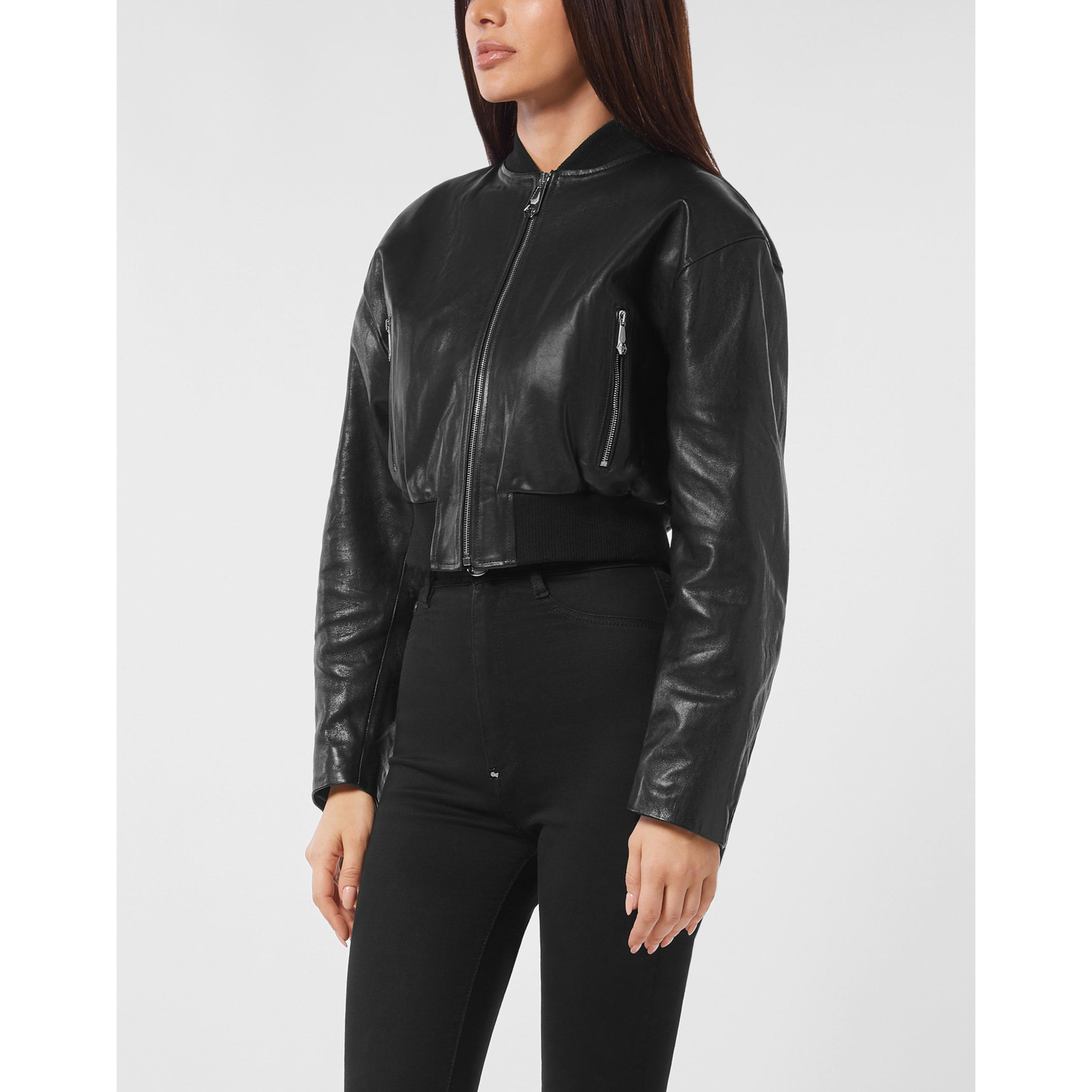 PHILIPP PLEIN Leather Bomber SIGNATURE