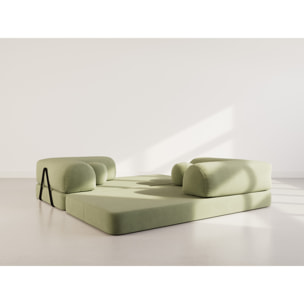 Nebula - Canapé 3 places convertible en velours texturé - Vert sauge