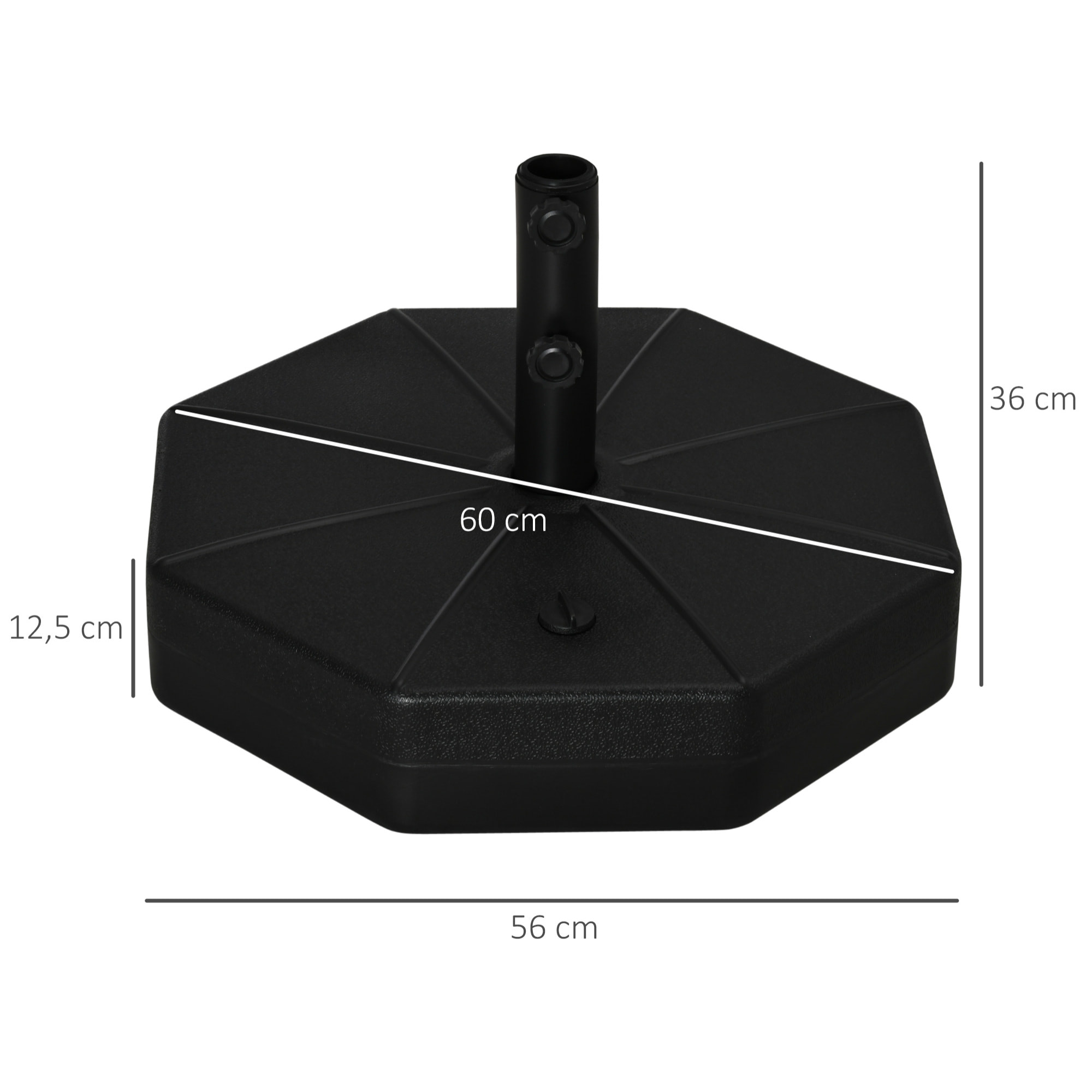 Base de Sombrilla Rellenable de Agua 28 kg Arena 40 kg Jardín Terraza Ø60x36 cm