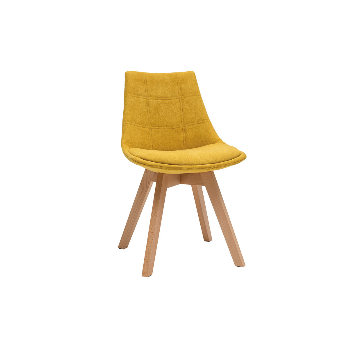 Chaises scandinaves en tissu effet velours jaune moutarde et bois clair (lot de 2) MATILDE