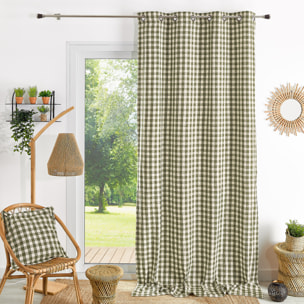 Rideau 100% coton vichy LOURMARIN - Kaki