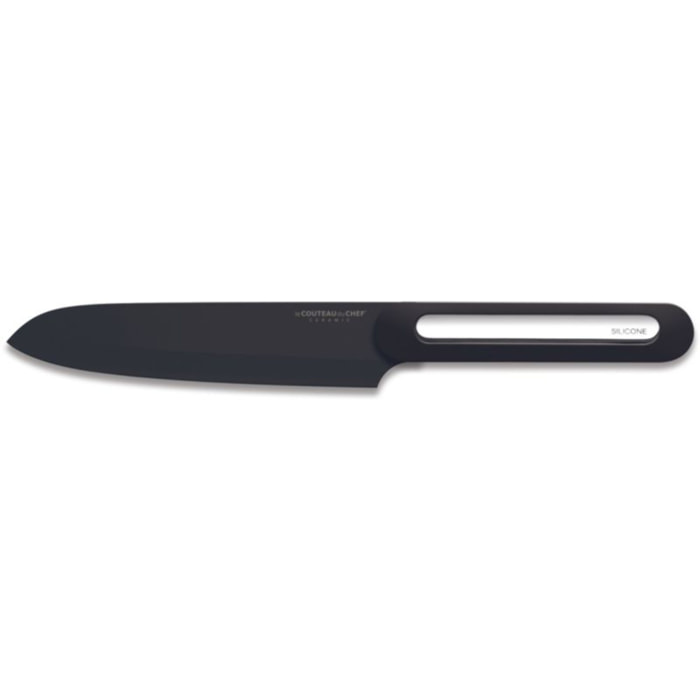 Couteau japonais LE COUTEAU DU CHEF silicone manche - lame noir Blister Pegb