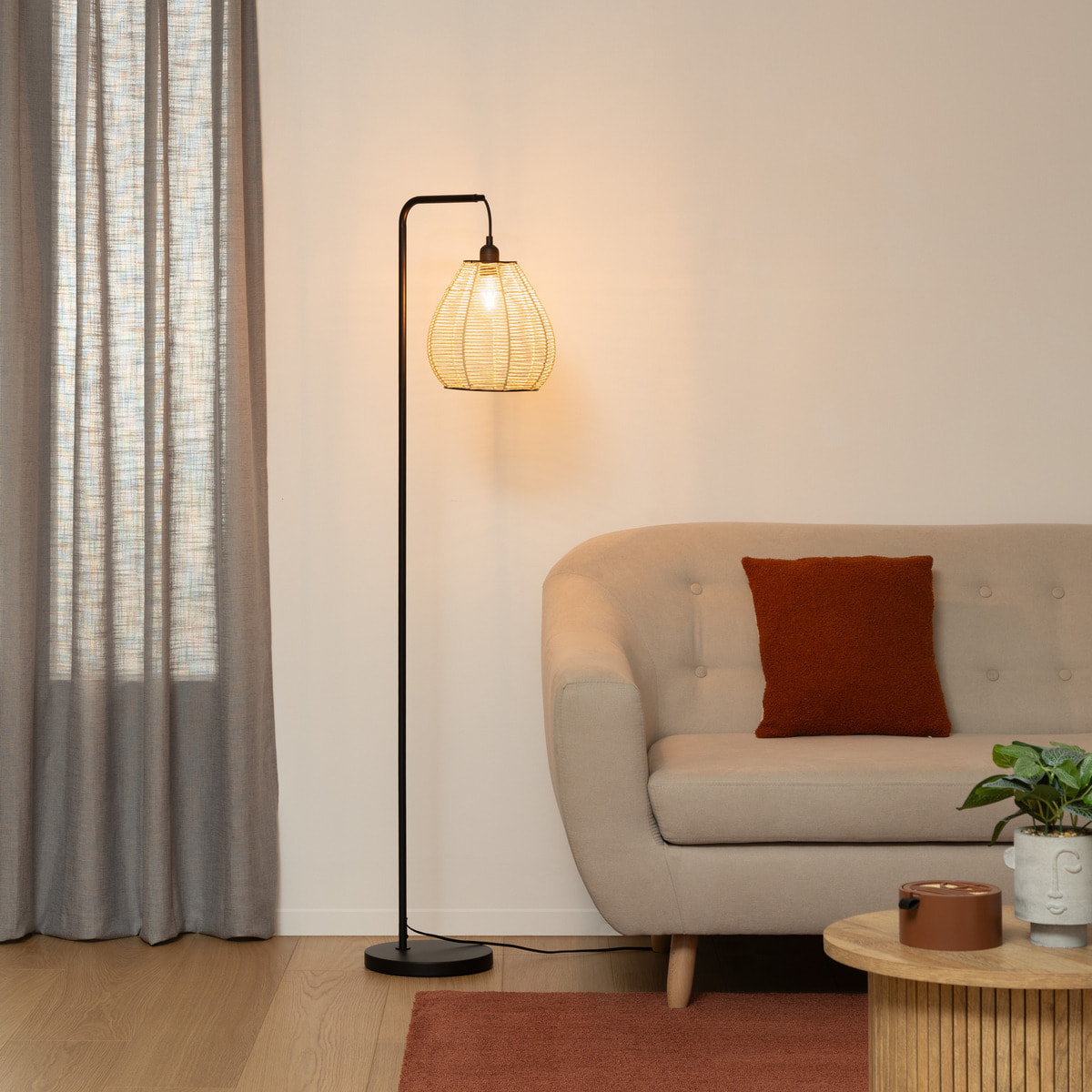 Lampadaire arc "Delia" en métal H149,5cm