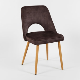 Set 4 sedie sala da pranzo in tessuto effetto velluto color marrone – Oblo