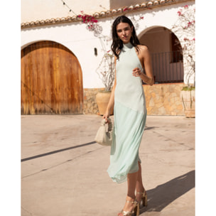Vestido midi asimétrico con cuello halter