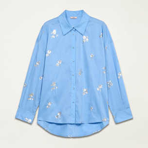 Oltre - Camisa de popelina con bordados florales - Light - blue