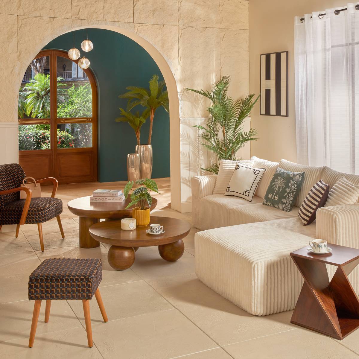 Tabouret Chiara noir tissu chenille