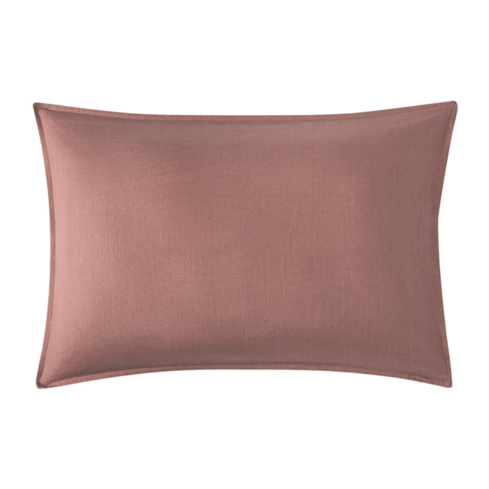 Taie d'oreiller unie en lin lavé, Made in France, NOUVELLE VAGUE , Rouge Brindille