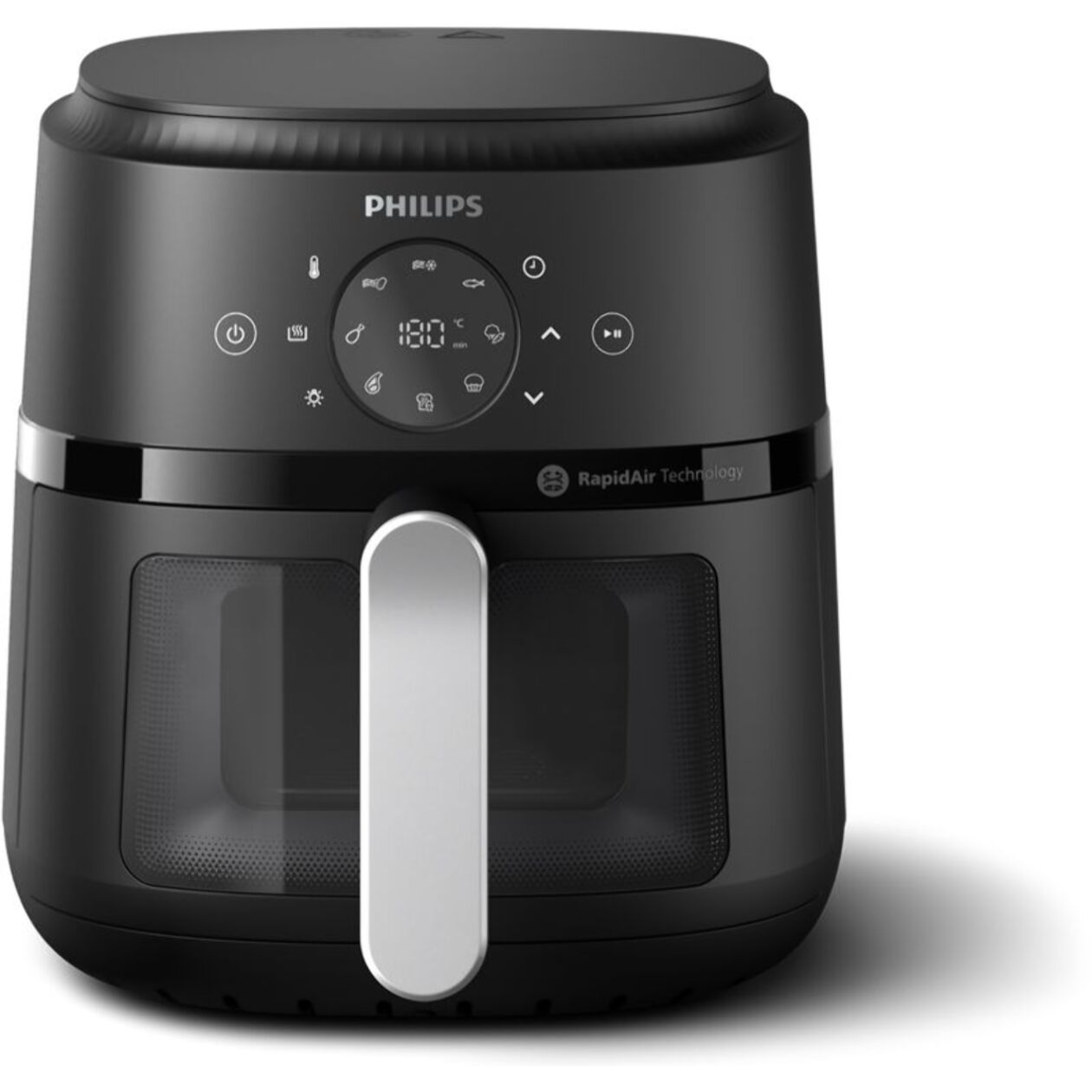 Airfryer PHILIPS NA221/00 Friteuse sans huile avec fenêtre de cuisson Noir/Argent, Série 2000 4.2L