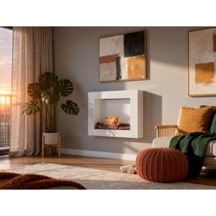 Chimenea de etanol en blanco con kit de leños BESTBIO PURLINE