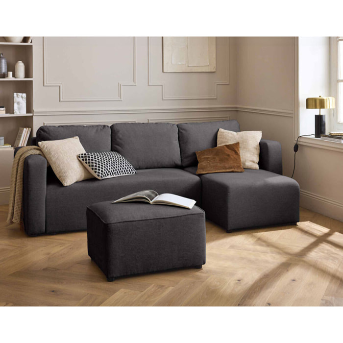 Canopy - canapé d'angle réversible - 4 places - convertible avec coffre - en tissu texturé - Gris foncé