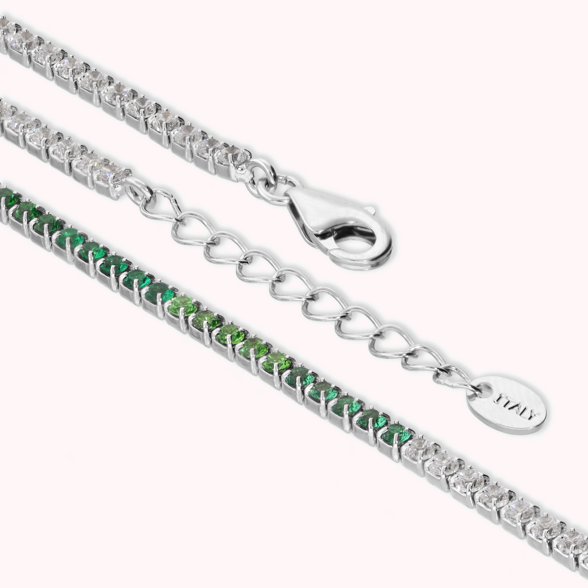Bracciale Tennis con Cubic Zirconia Verdi Effetto Degradé