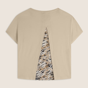 T-shirt maniche a kimono con stampa fantasia sul retro