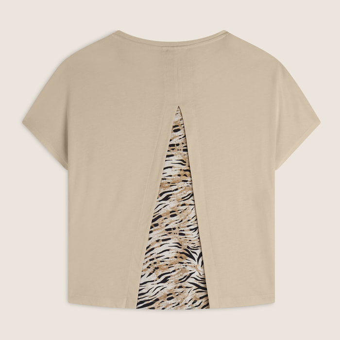 T-shirt maniche a kimono con stampa fantasia sul retro