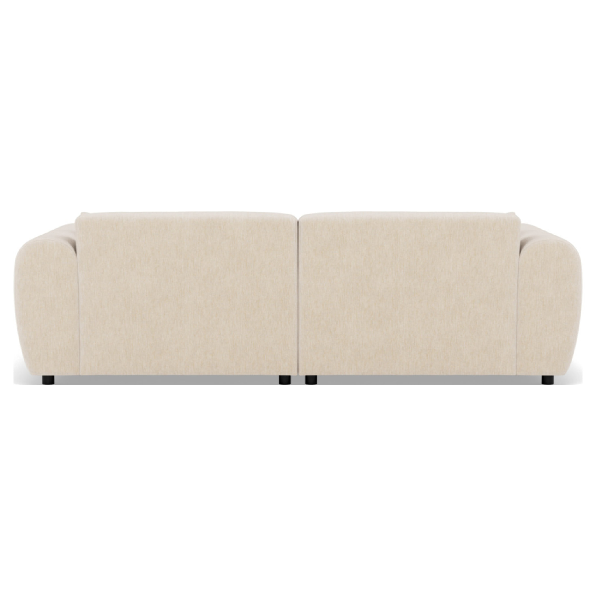 Aumance - canapé droit 4 places avec double méridienne assise profonde en velours texturé - Beige
