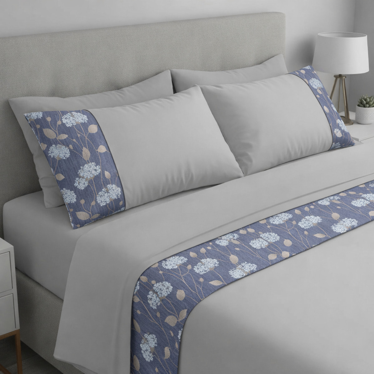 Completo letto Armonie IPERSAN Puro Cotone Verbena Grigio