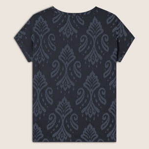 T-shirt floreale in jersey con maniche a kimono