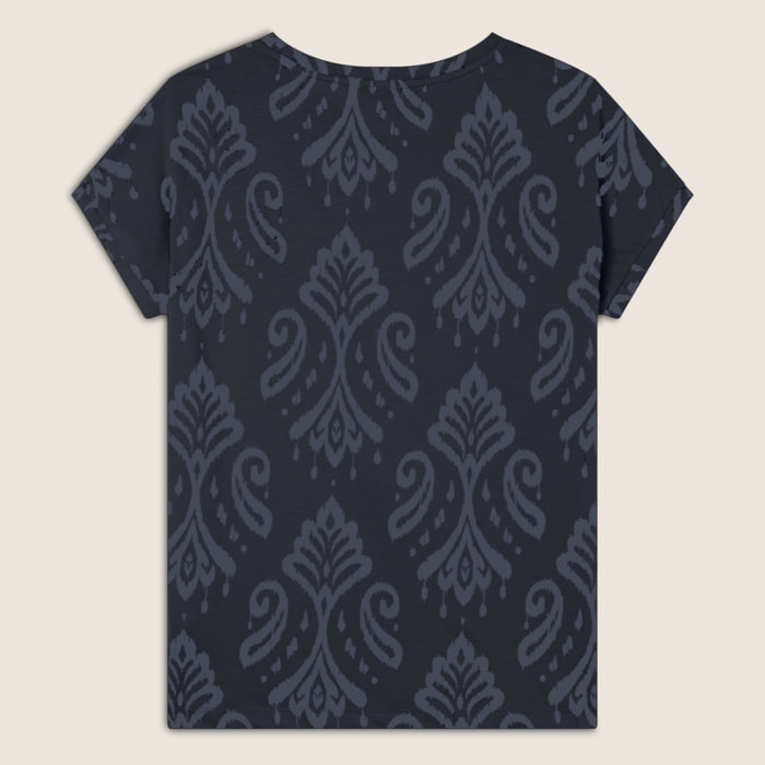 T-shirt floreale in jersey con maniche a kimono