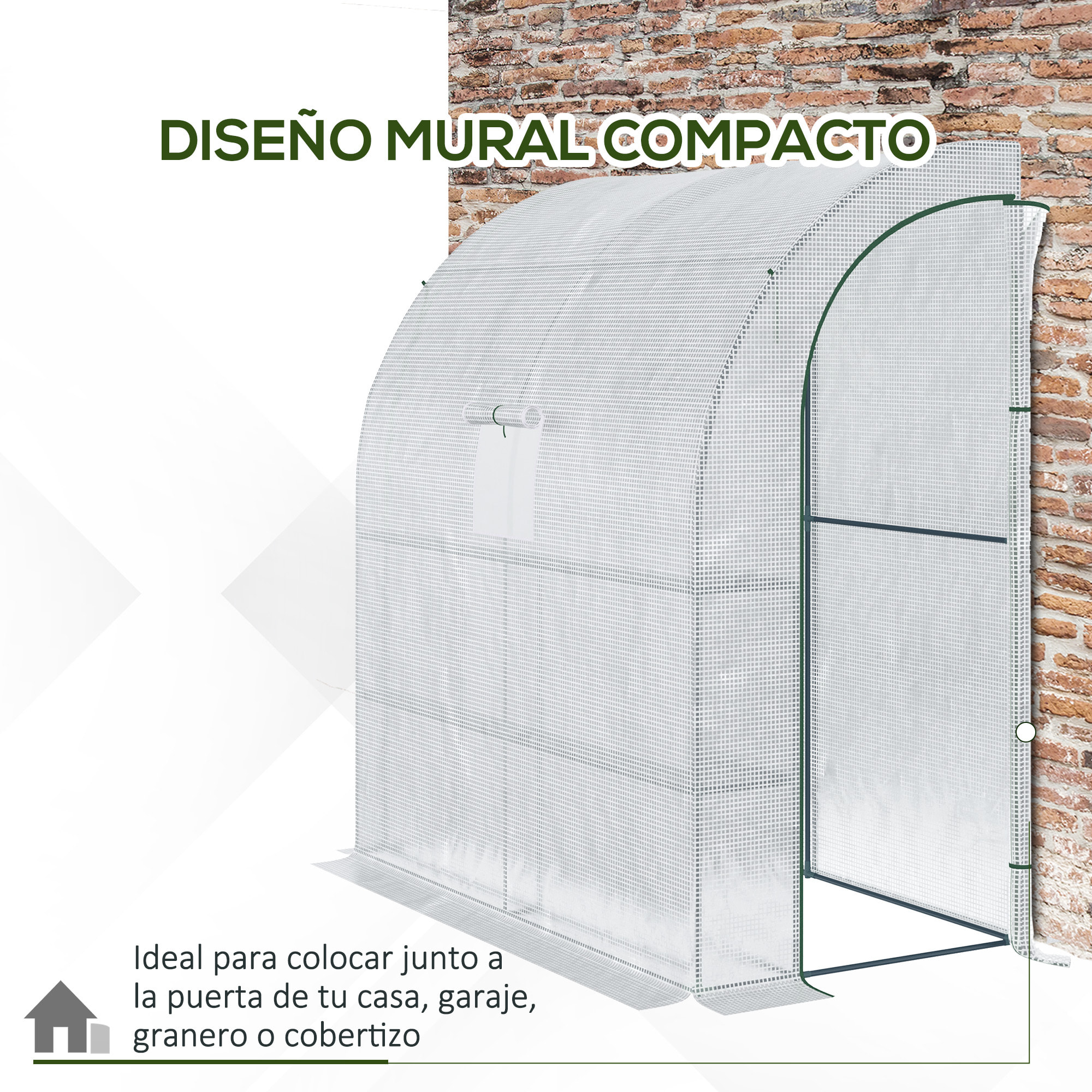 Invernadero Pequeño de Pared Invernadero de Exterior con Ventanas Estantes de 3 Niveles y Marco de Acero Invernadero para Cultivar Plantas Flores 200x100x215 cm Blanco