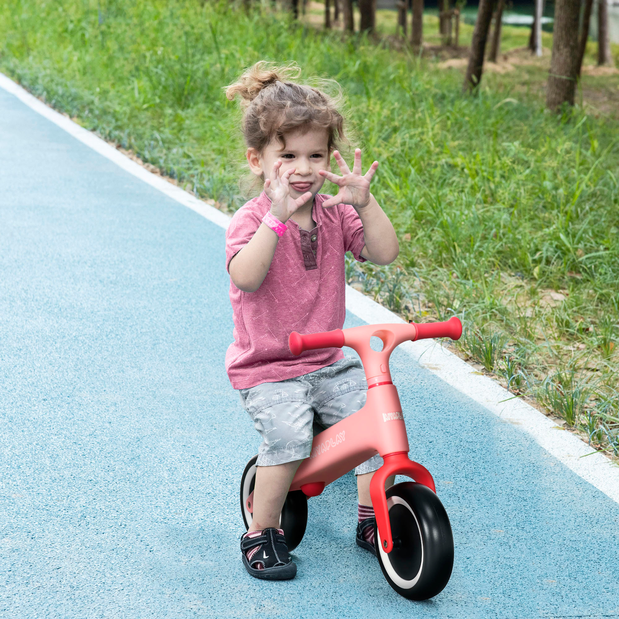 Bicicleta sin Pedales para Niños de 18-36 Meses Bicicleta de Equilibrio con Asiento Ajustable en Altura Carga 25 kg 67,5x32x44 cm Rosa