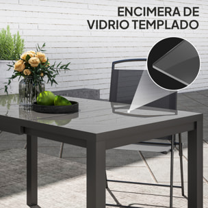 Mesa de Jardín Extensible Mesa de Comedor Exterior Ajustable 85-125 cm con Borde de Aluminio Carga 70 kg Mesa Rectangular para 4-6 Personas para Patio Terraza Gris Oscuro