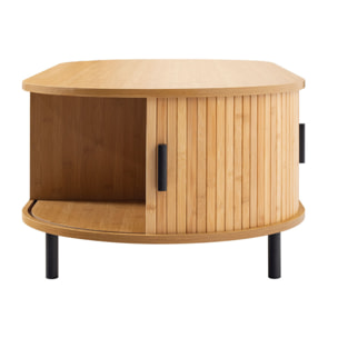 Kofu - table basse - bambou - 2 portes et 1 niche - 120 cm - Bois / Noir