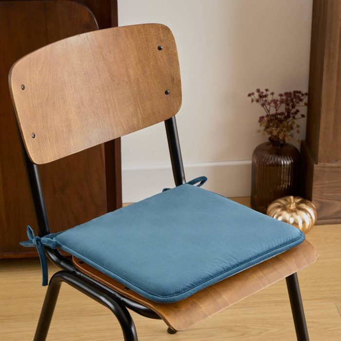 Galette de chaise Lilou bleu egéen 38x38cm