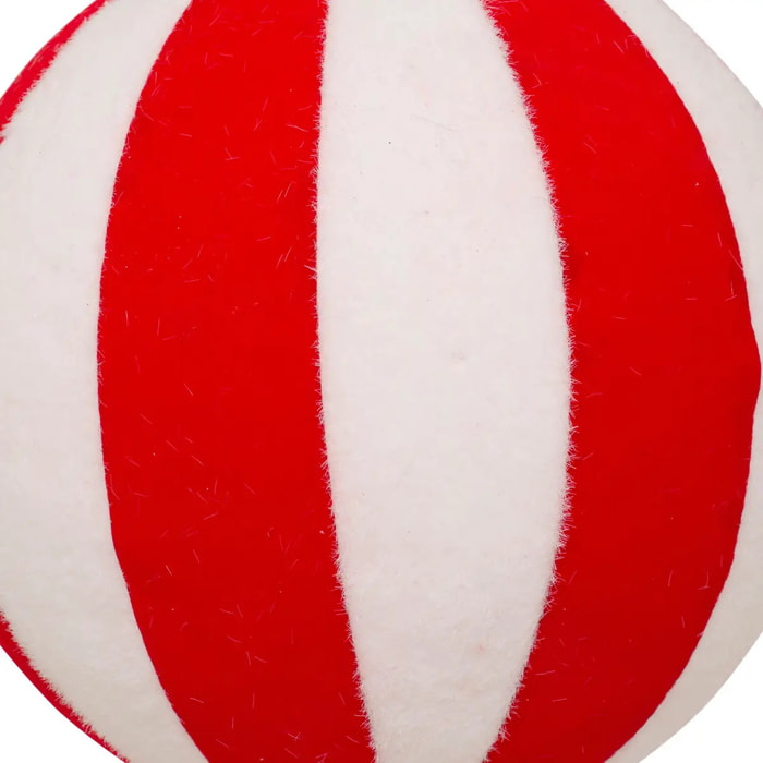 Boule polystyrène rayée D.15cm rouge et blanc