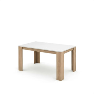 Mesa de comedor Naya en roble canadian y blanco artik 140X80 cm Roble Canadian - Blanco Artik (Blanco Mate)