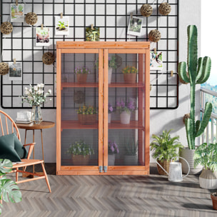 Invernadero Jardín de Madera Policarbonato 3 Pisos con Tapa Abatible 76x47x110cm