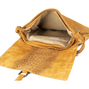 Daniela Borsa a tracolla Donna.Pelle autentica Camoscio Inciso Coccodrillo