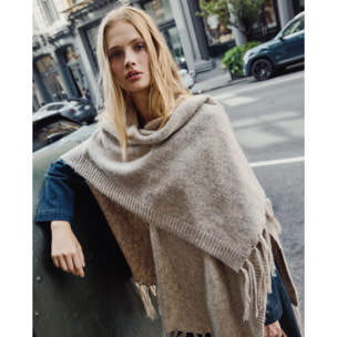 Poncho jaspeado con flecos