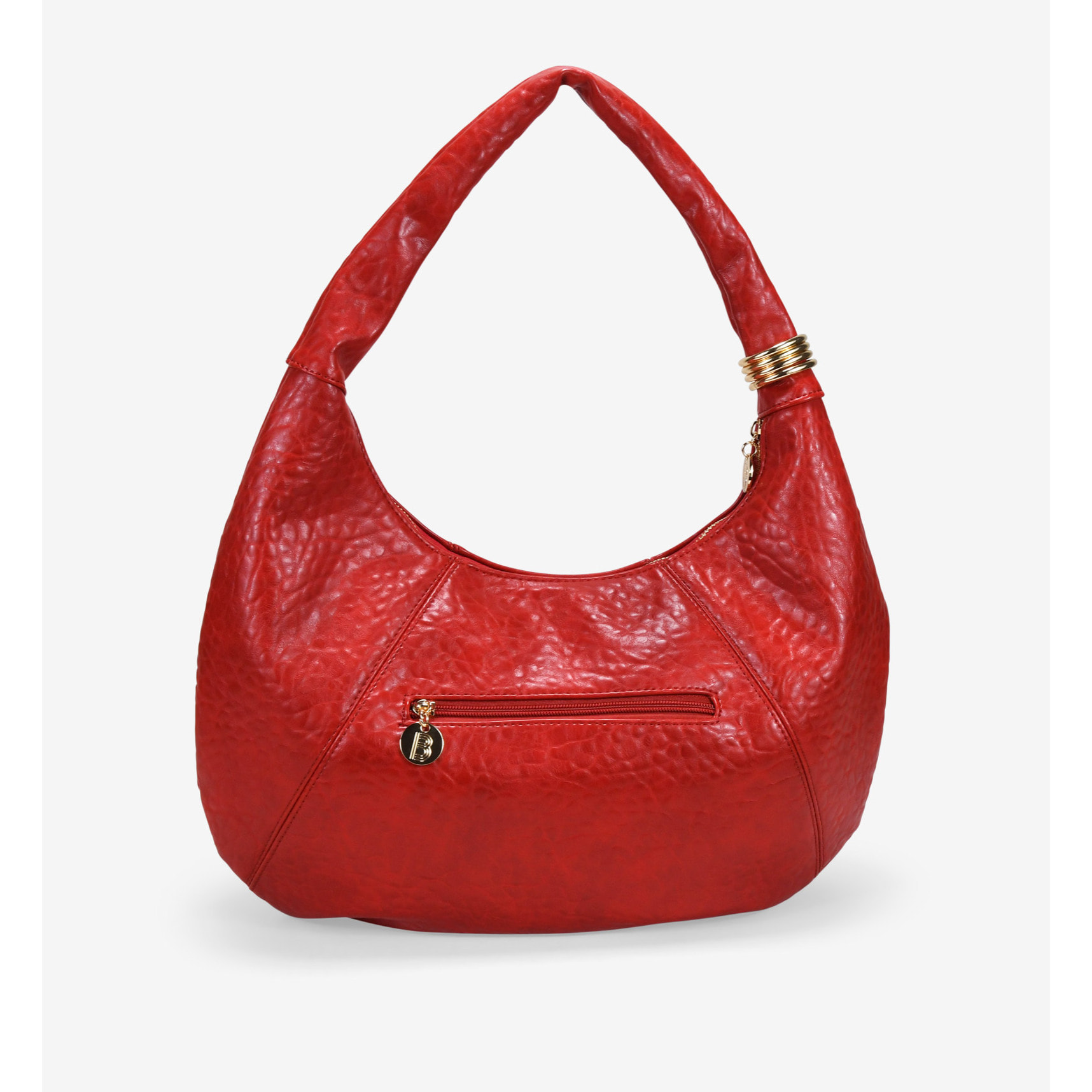 Bolso de hombro rojo con detalle metálico
