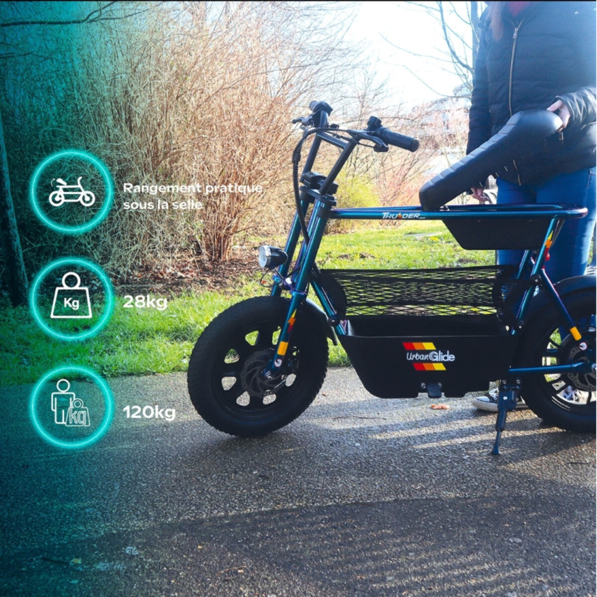 Draisienne électrique URBANGLIDE THUNDER 160 – 25 km/h, 30 km d'autonomie, Freins à disque, 16''