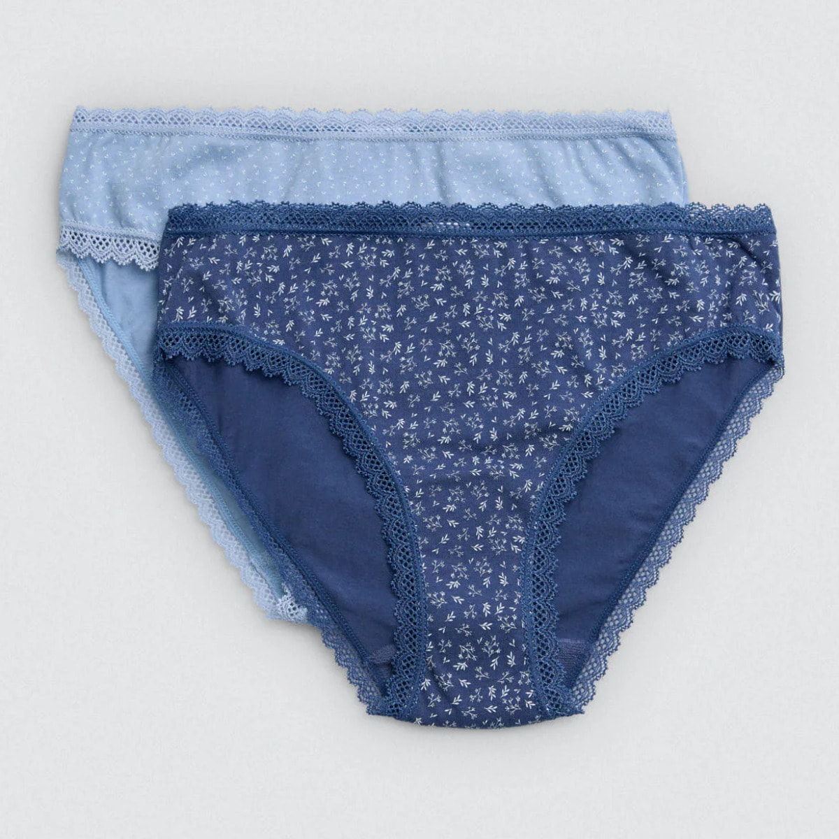 Confezione da 2 mutandine midi stampate nei toni del blu