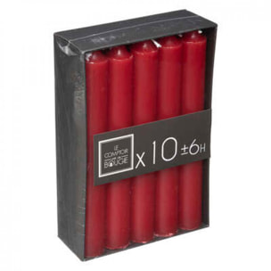 Juego de 10 velas rojas con palos h.16cm