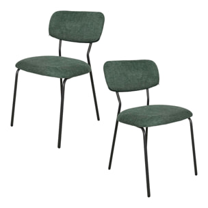 Chaise tissu vert foncé style écolier (lot de 2) MALANG