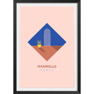 Affiche illustration graphique majorelle maroc Affiche + cadre en bois - Noir