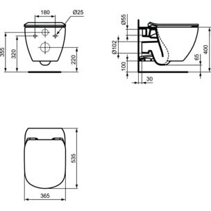 Pack WC Bati Geberit  Duofix + Cuvette Ideal Standard Tesi Aquablade + Plaque de commande Sigma01 Blanche (GEBAQUA-B)