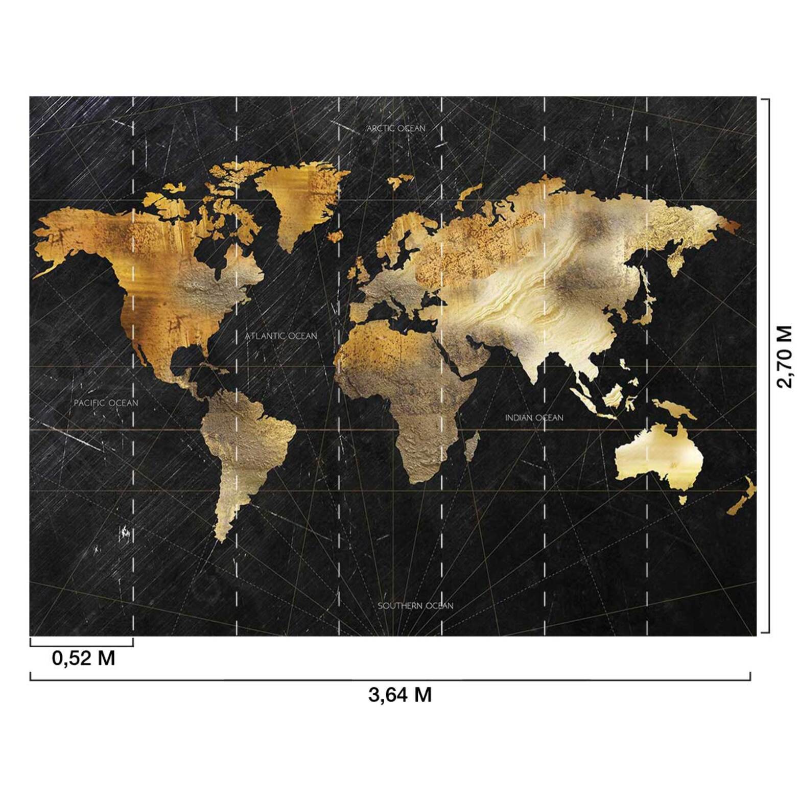 Papier peint carte du monde effet bois Intissé