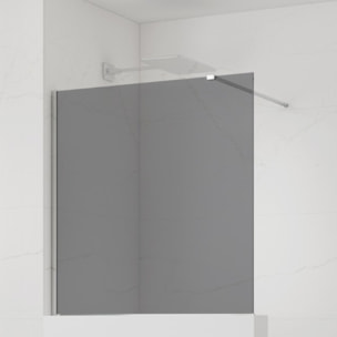 Pare-muret 110x100cm Paroi en verre Crystal Glass® 8 mm anticalcaire, avec bras et profilés chrome brillant (SATBWIS110KSPR)