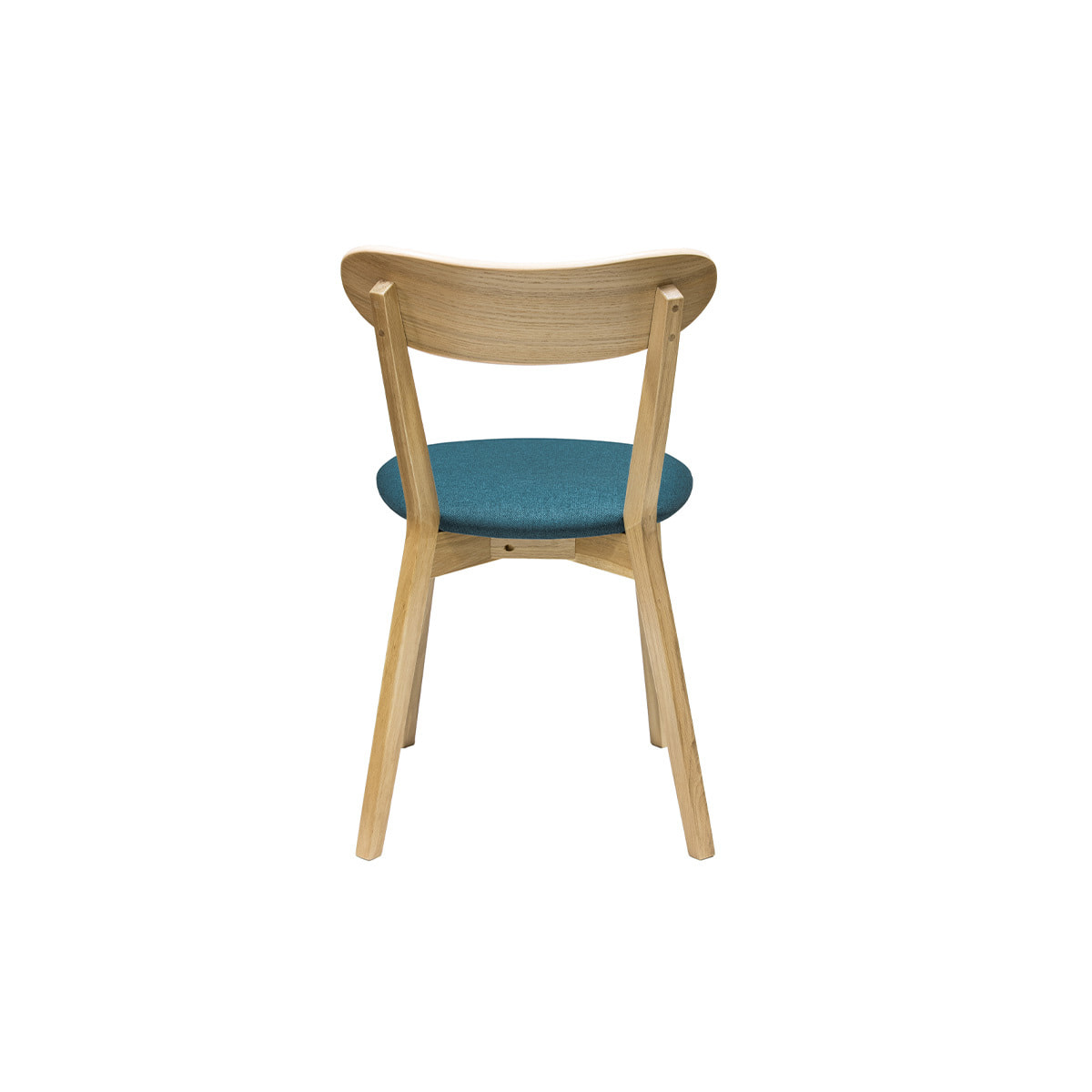 Chaises vintage en bois clair chêne et tissu bleu paon (lot de 2) DOVE