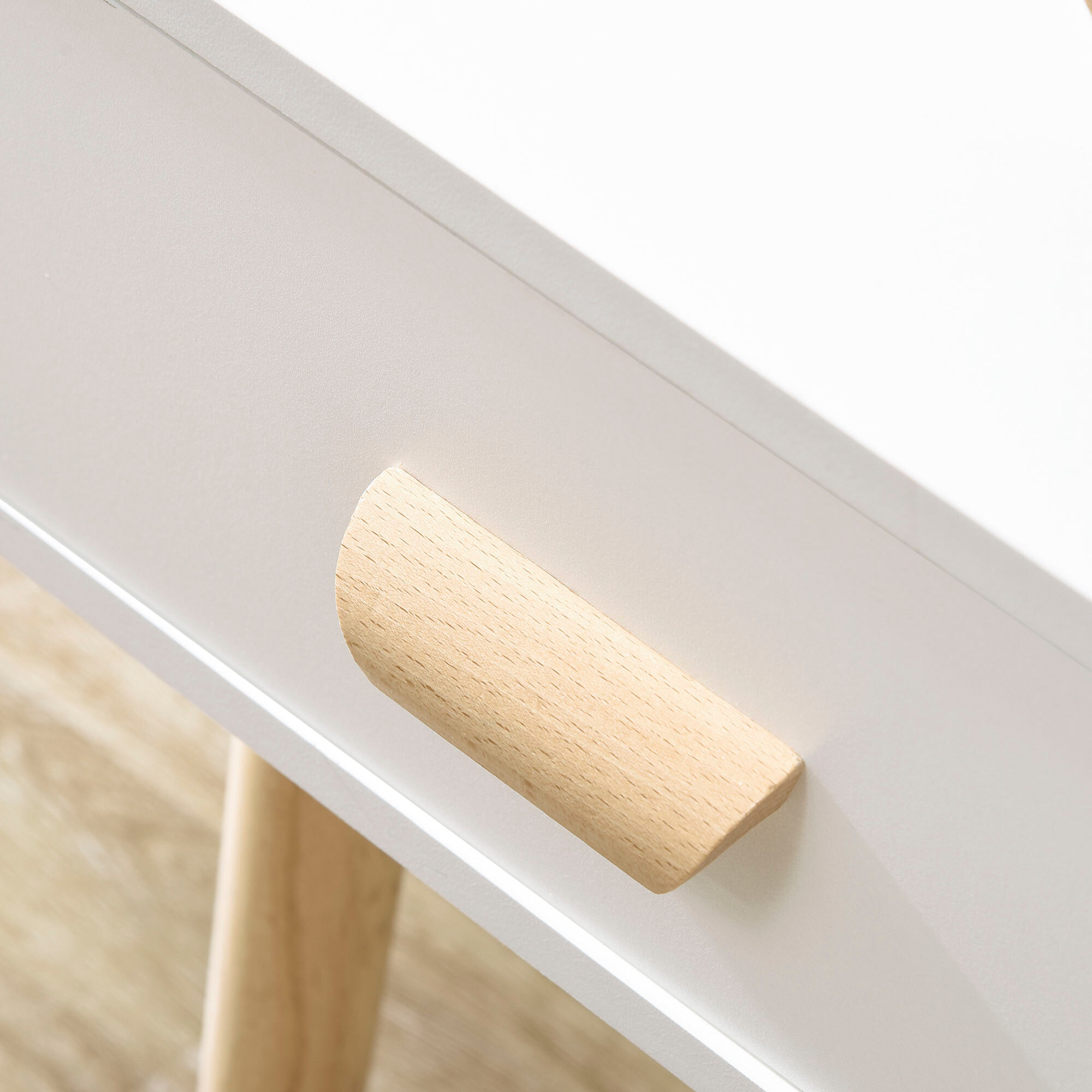 Juego de 2 Mesitas de Noche Modernos con Cajón y Patas de Madera 40,5x30,5x60 cm