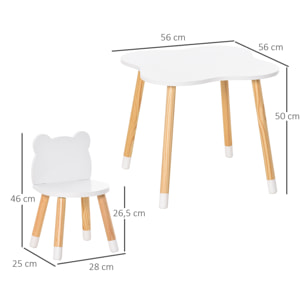 Juego de Mesa Infantil y 2 Sillas de Madera para Sala de Juego Dormitorio Niños